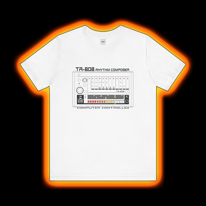 TR-808 T-Shirt - Roland 808 Rhythm Composer Drum Machine by Vintage Voltage (BLACK PRINT) product image (1)