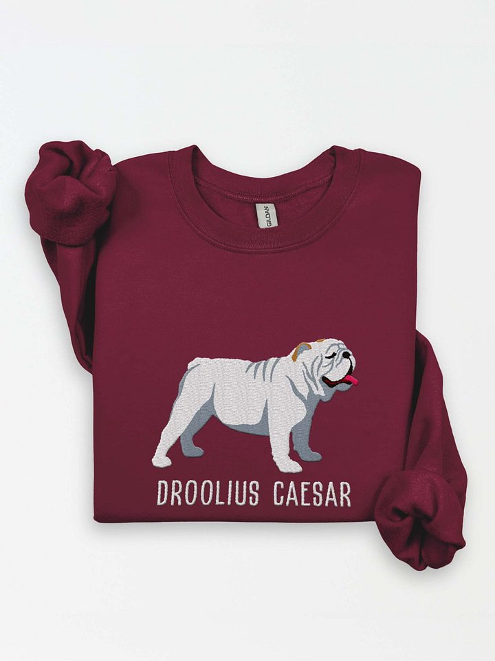 Droolius Caesar Sweatshirt (Embroidered) of an English Bulldog(White) product image (1)