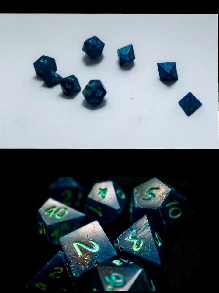 Mini Blue TTRPG 7x Dice Set (+Bonus D4) product image (2)
