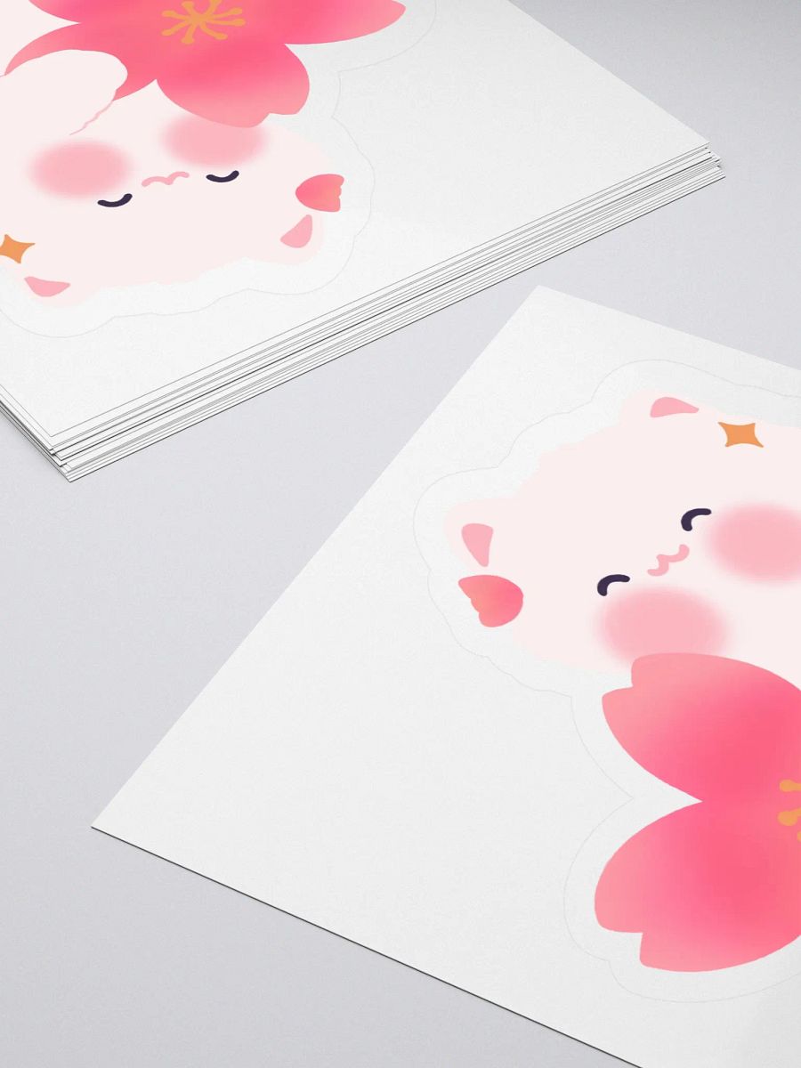 Cherry Blossom White Cat Sticker product image (8)