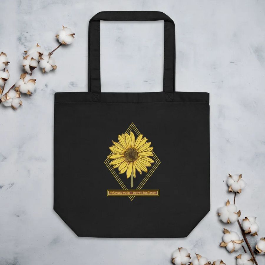 Helianthus Sunflower Organic Tote Bag in Black product image (4)