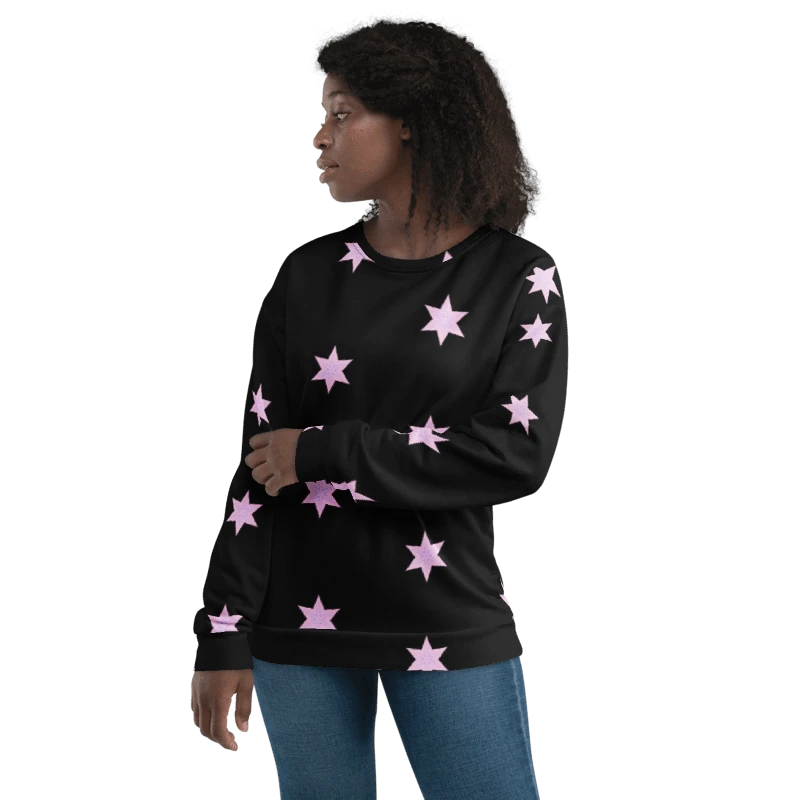 Abstract Repeating Pink Stars Unisex All Over Print Sweatshirt product image (7)