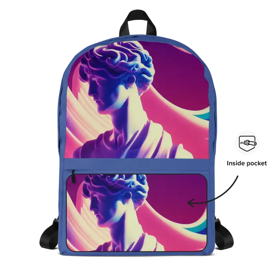 Greek God retrowave City Pop Dark Blue Backpack product image (7)