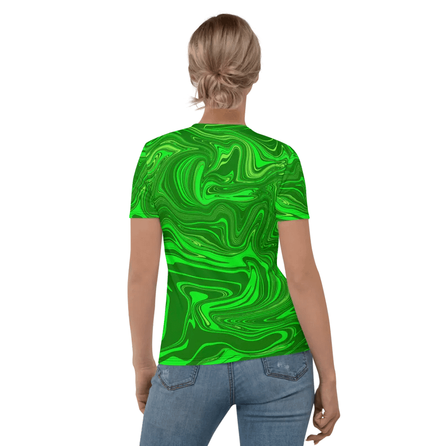 Women's Crew Neck Tshirt - Different Shades of Green Digital Fluid Art product image (3)
