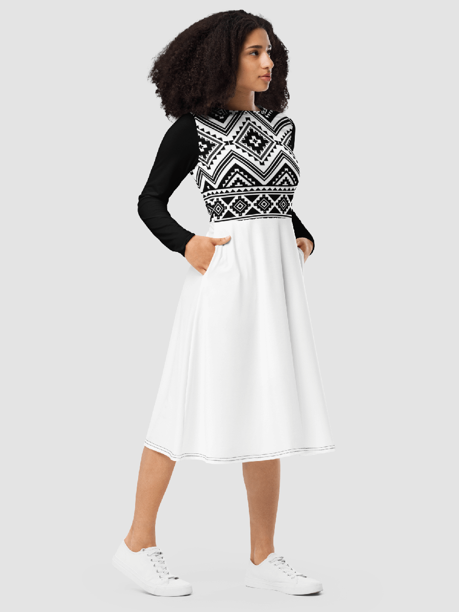 Tribal Print Long Sleeve Midi Dress product image (3)