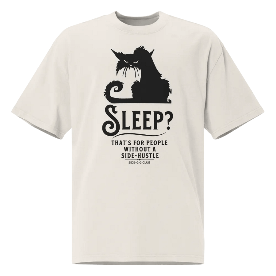 Sleepless Grind: Hustler Cat Oversized Tee in Vivid Black product image (2)