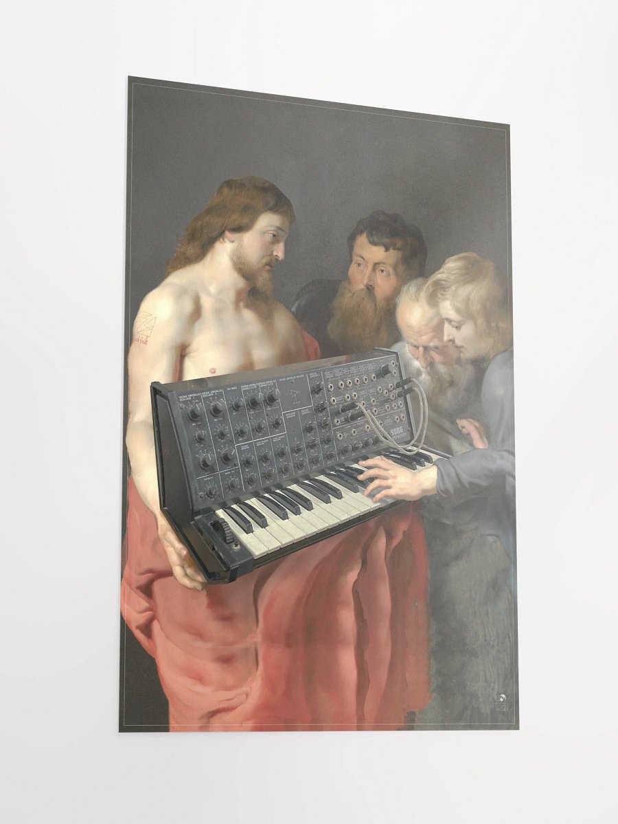 He died for our synths, by Frank Fonik (Japanese Korg MS 20), Techno EDM Matte Paper Poster product image (1)
