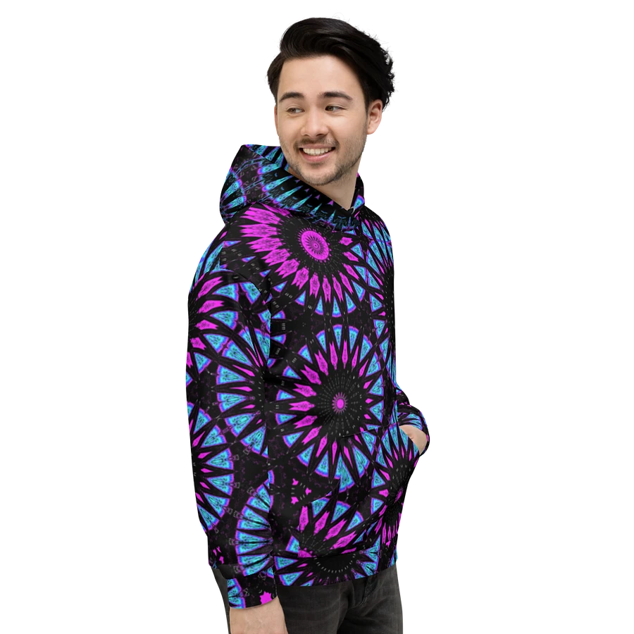Abstract Circular Shapes in Turquoise, Black and Pink Unisex All Over Print Hoodie product image (13)