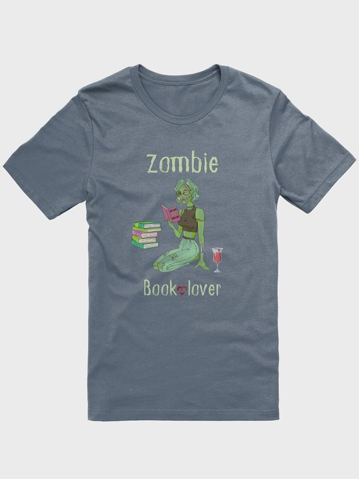 Zombie Book Lover Steel Blue T-shirt product image (1)