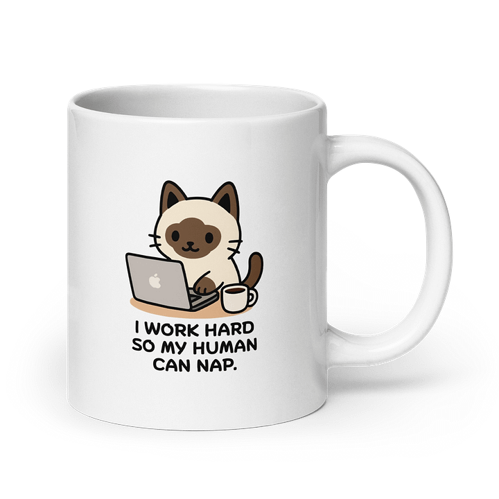 Kawaii Office Cat – Cute Working Kitty with Funny Quote “I Work Hard So My Human Can Nap” product image (3)