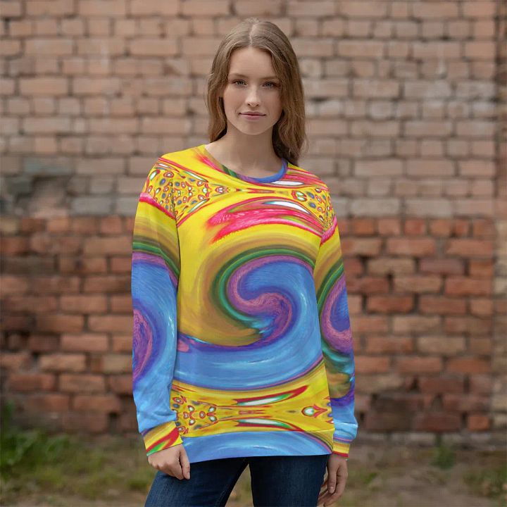 Abstract Colourful Swirl Acrylic Circles Unisex Sweatshirt product image (2)
