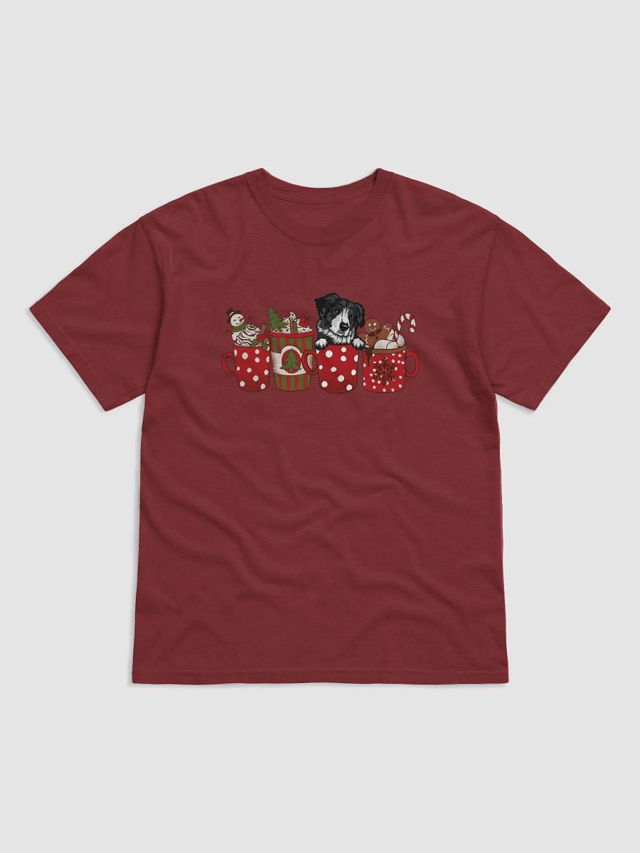 Cute Australian Shepherd(Black & White) in a Christmas Cup T-Shirt | Funny Christmas Aussie Pup in a Cup product image (4)