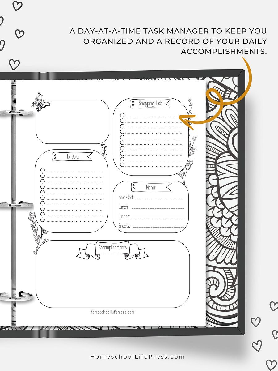 Daily Organizer Printable Homeschool Journal for Mom product image (3)