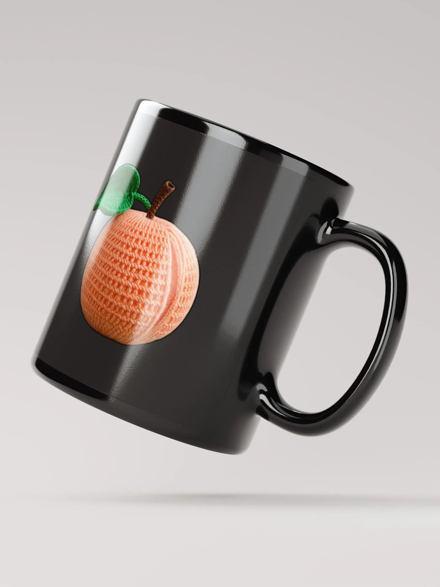 CozyAvocado Black Glossy Mug Crochet Peach #1 product image (2)