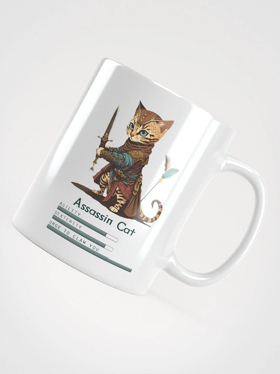 RPG Assassin Cat white ceramic mug 11oz 15oz 20oz for gamers and cat lovers product image (12)
