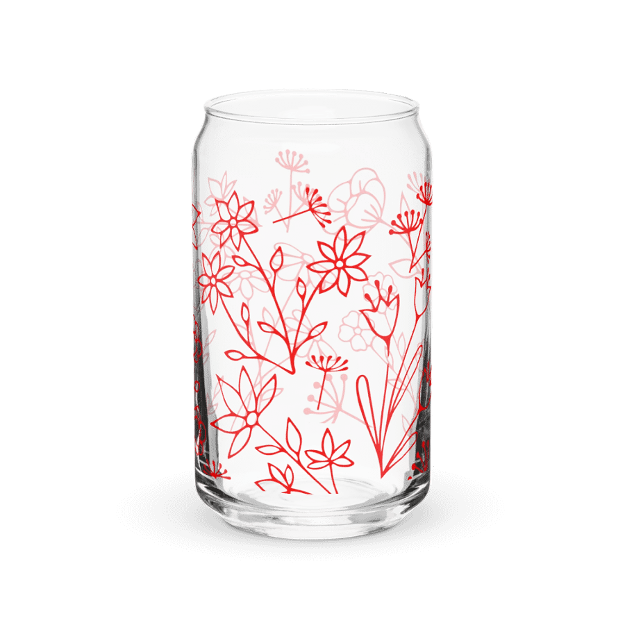 Red Floral Design Glass Can product image (4)