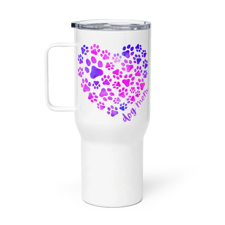 Dog Mom Colorful Paws Heart Travel Mug Drink Cup product image (1)