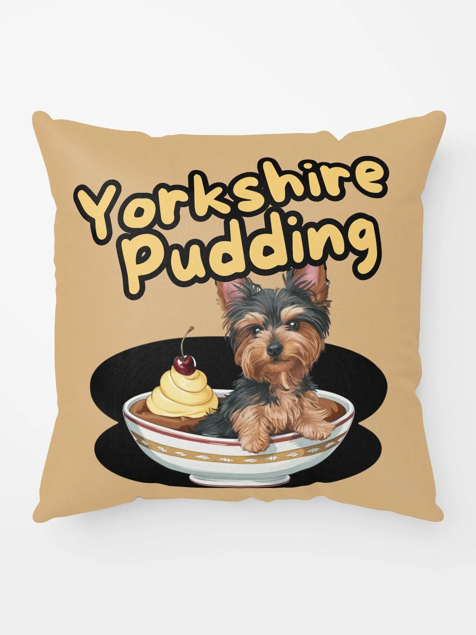 Cute Yorkshire Pudding Pillow with Terrier Dog Design product image (1)