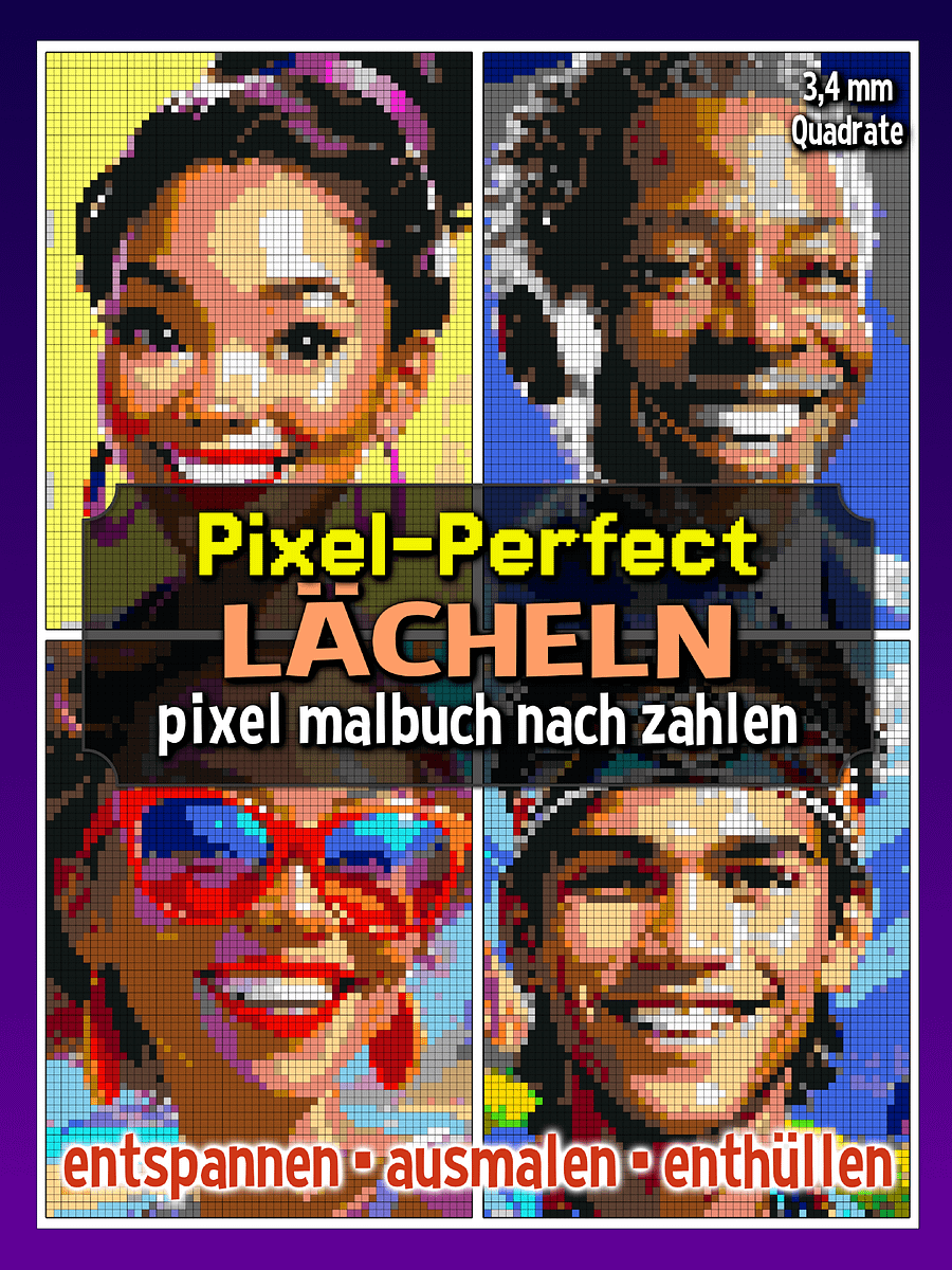 Pixel-Perfect Lächeln Pixel Malbuch nach Zahlen - Druckbares PDF product image (1)