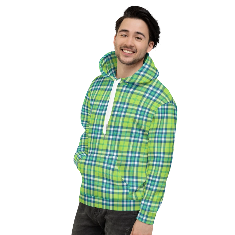 Lime Green and Turquoise Plaid Hoodie product image (4)