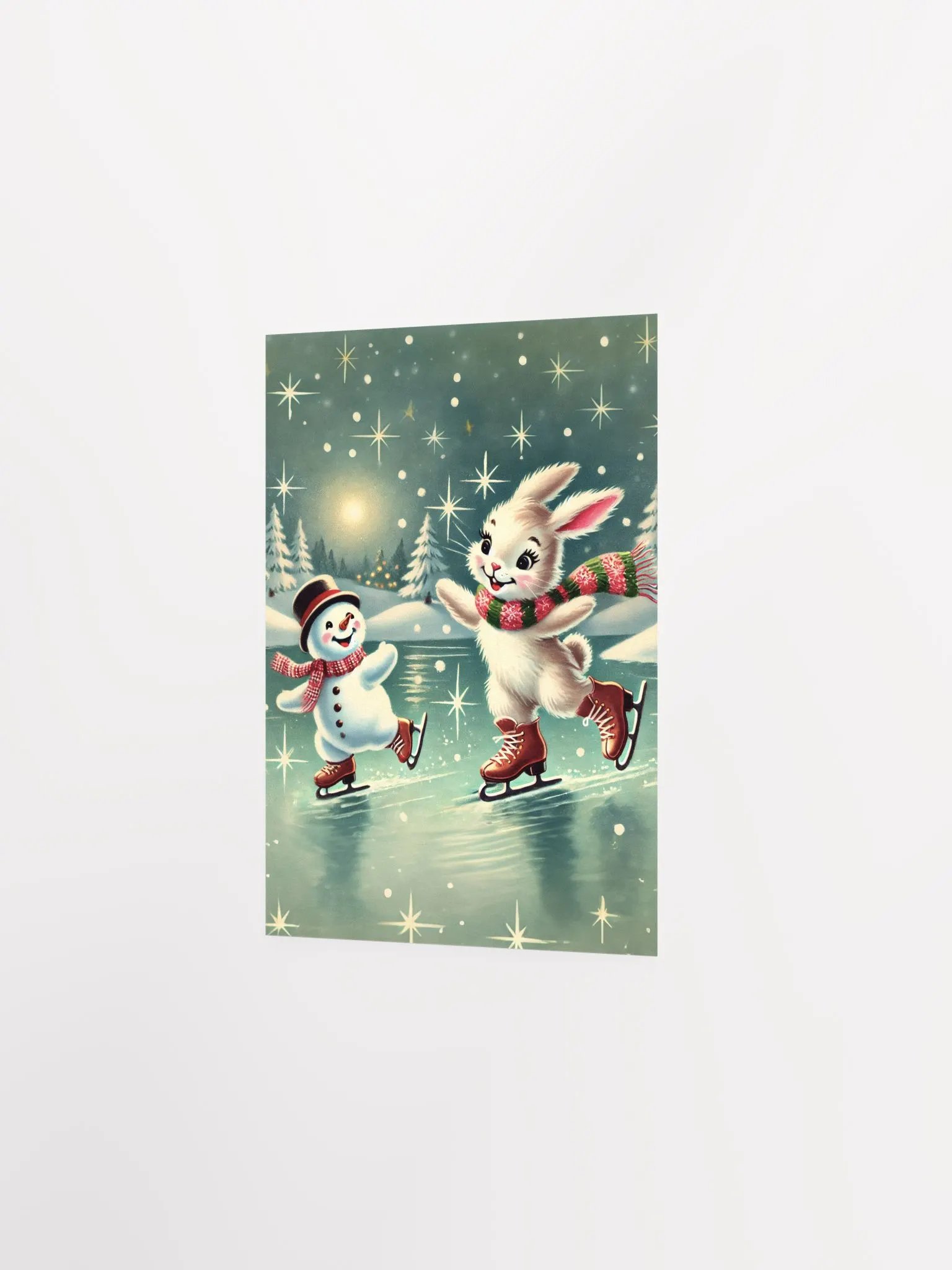 Bunny Rabbit and Snowman Ice Skating Premium Prints and Posters product image (15)