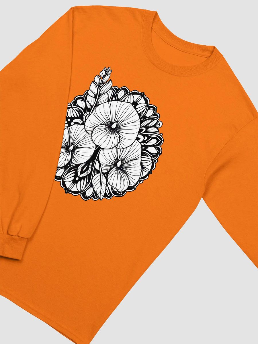 Gildan Ultra Cotton Long Sleeve T-Shirt | AI-Designed Flower Mandala Motif product image (3)