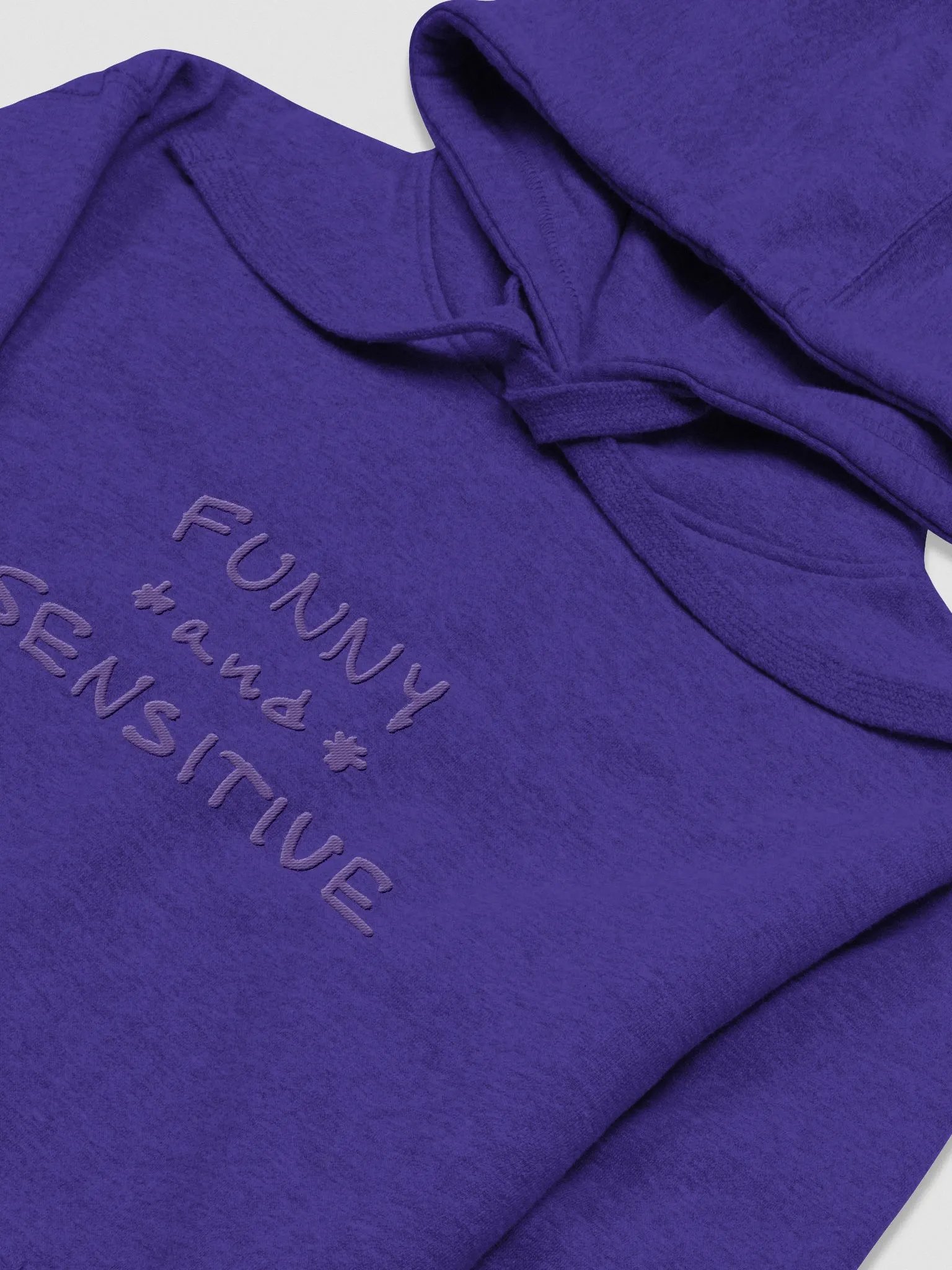 FUNNY *and* SENSITIVE monochrome purple embroidered heavyweight hoodie product image (3)