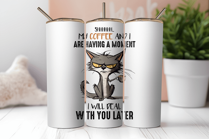 Coffee Moment Cat Tumbler: Enjoy Your Java in Peace! product image (2)