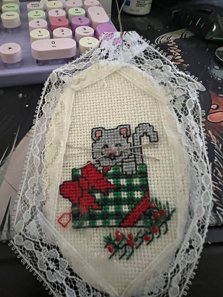 Gray Kitty Cross-Stitch Ornament product image (1)