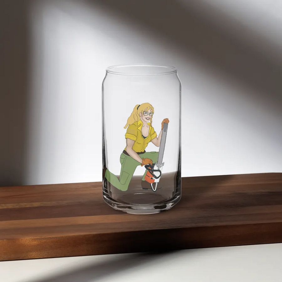Blonde Chainsaw Pinup Glass product image (1)