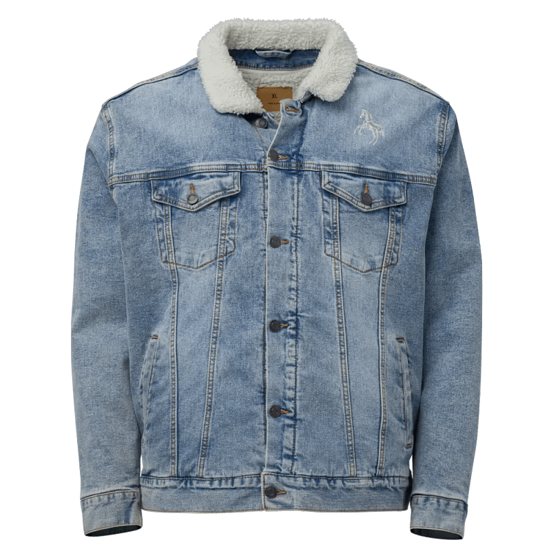 ILES YAURENT © Giacca azzurro latte in cotone con motivo ricamato