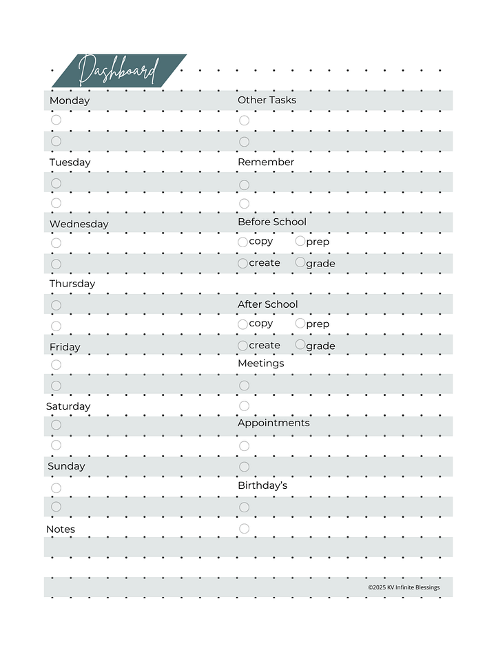 Task & To Do Dashboard | Digital & Printable Bullet Journal Layout for Educators product image (2)