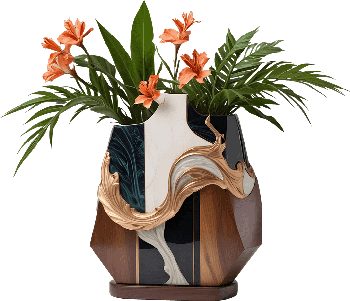 Dream of Eternity – Abstract Flow Tropical Vase PNG product image (1)