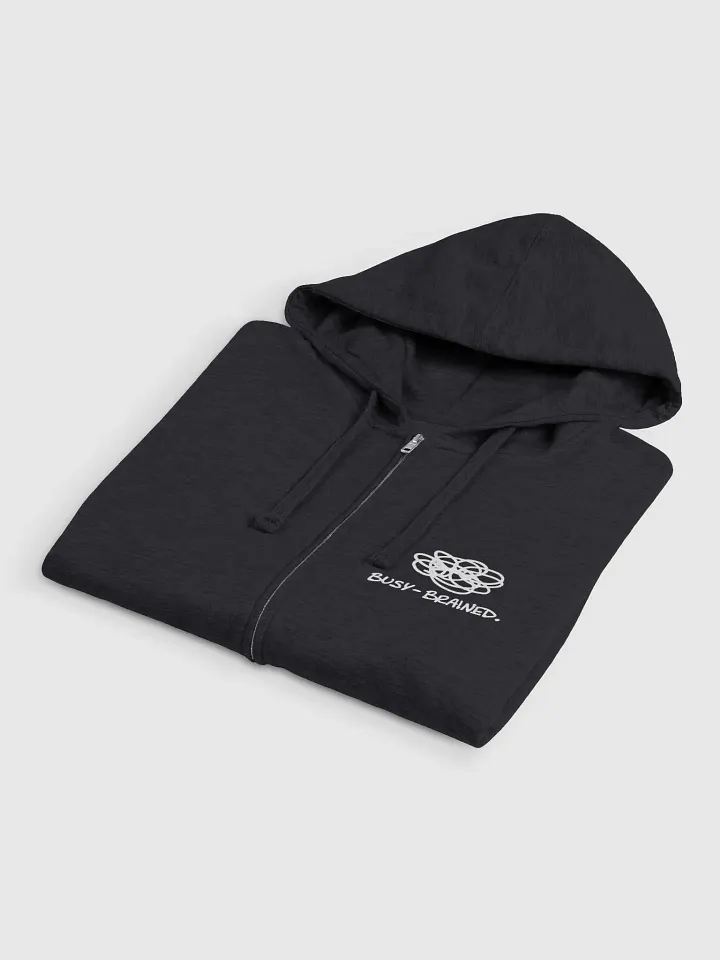 BUSY-BRAINED (sm. white design) zip-up hoodie product image (2)