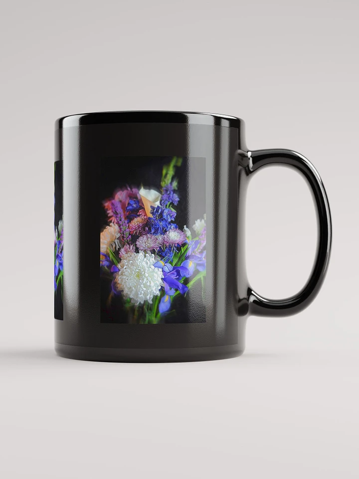 Blue White Purple Bouquet Black Coffee Mug product image (1)