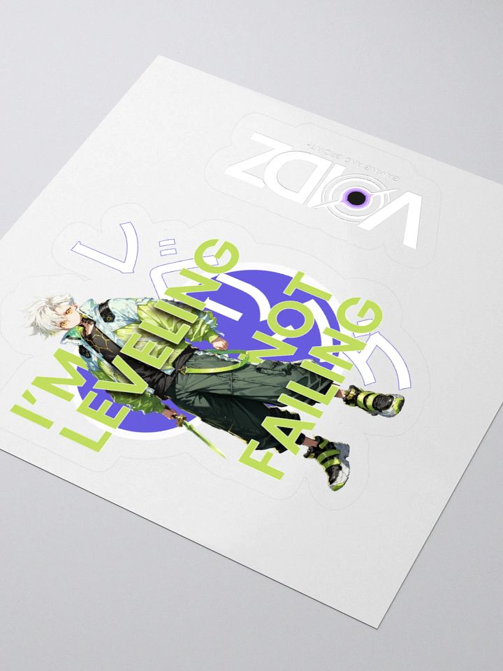 Leveling, not failing - Male anime Sticker + VOIDZ logo product image (1)