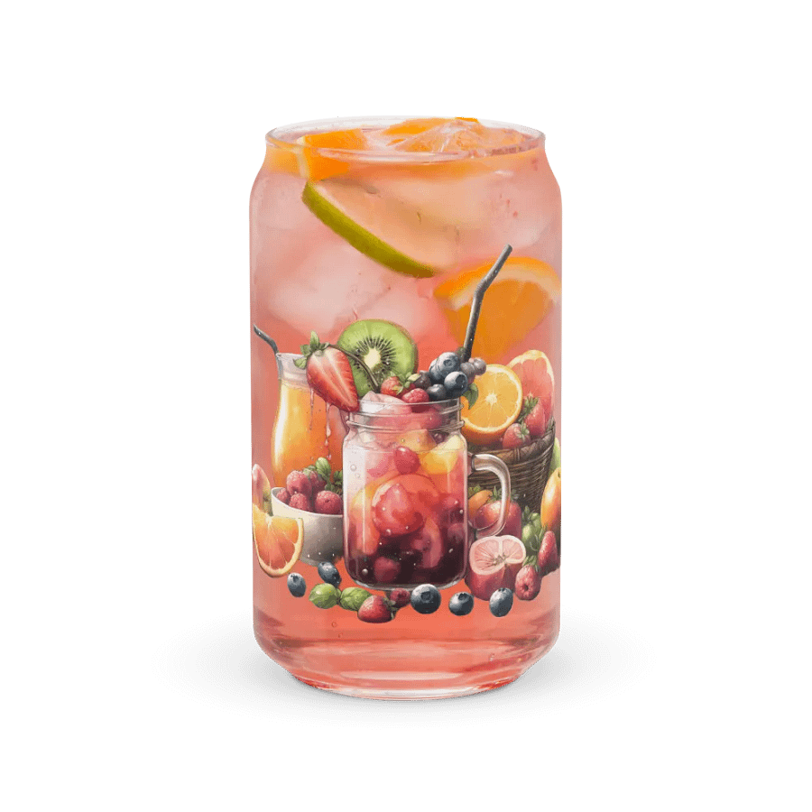 Fruit juice with fruit slice mixed water affect design-02-Can-Shaped Glass product image (9)