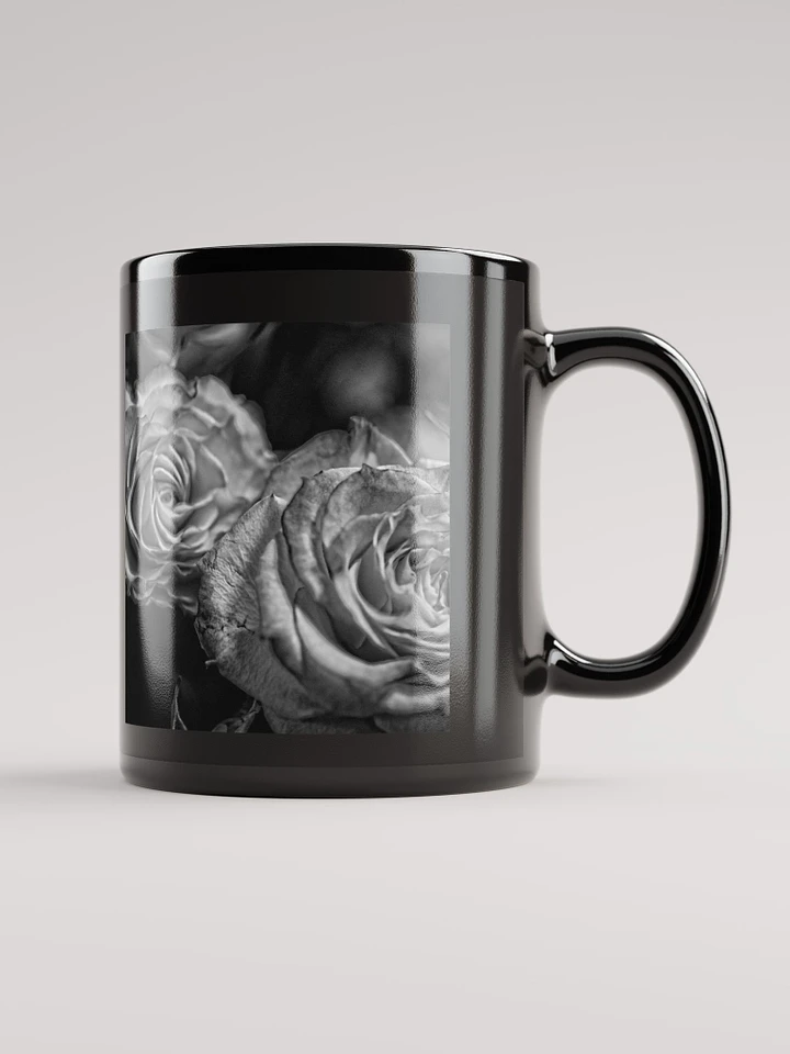 Black and White Tea Roses Black Coffee Mug product image (2)