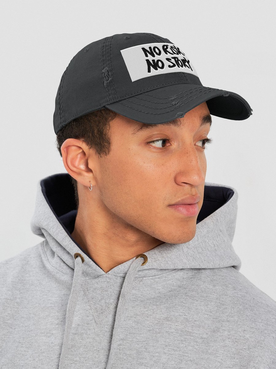 "No Risk No Story" Distressed Black Cap product image (7)
