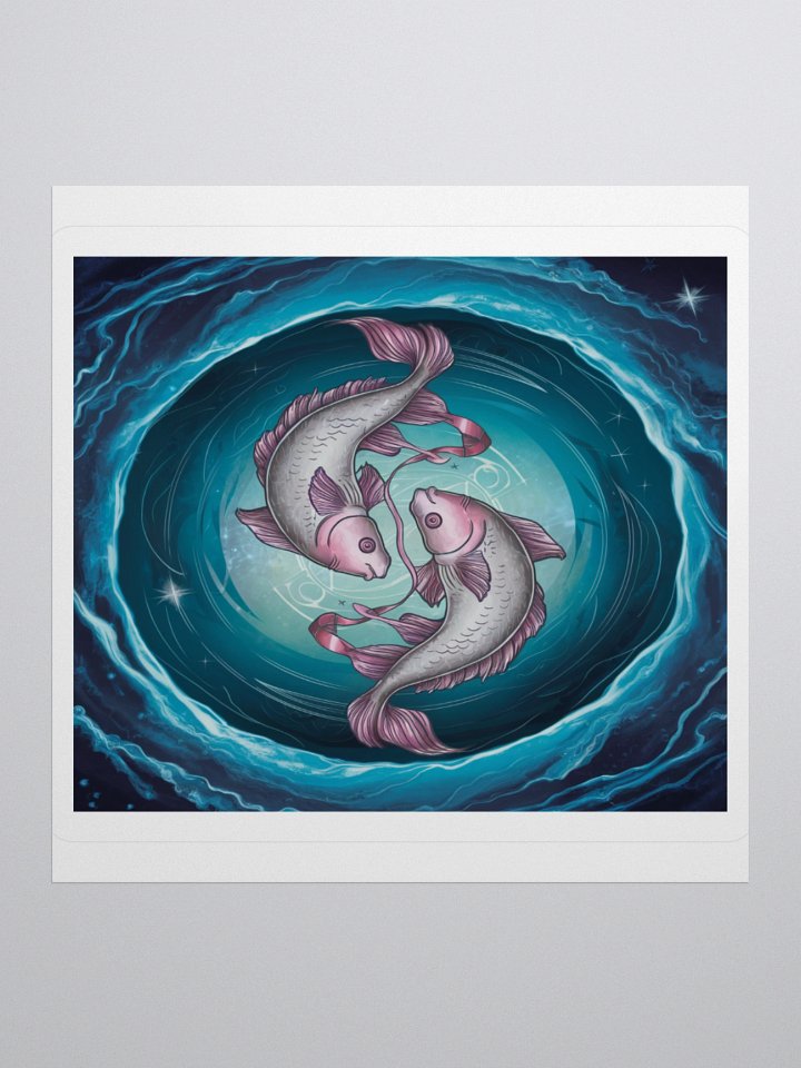 Mesmerizing Pisces Zodiac Sticker - Dual Fish in Celestial Waves, Exclusive Design product image (2)