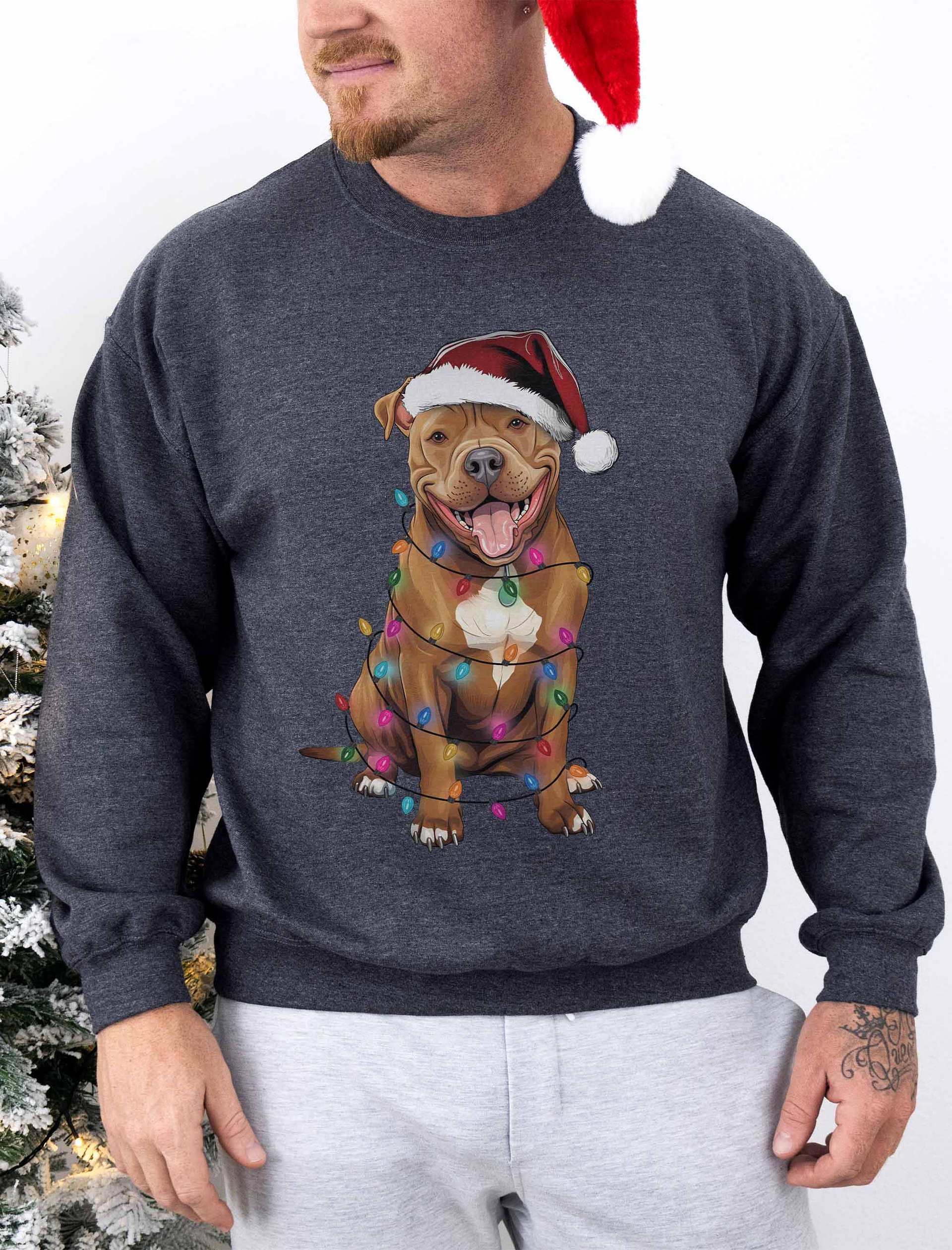 Funny Pitbull Terrier(Red) Christmas Sweatshirt for Pittie Paw-rents product image (1)