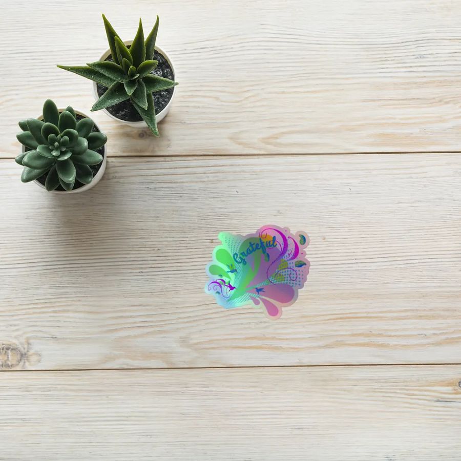 Sticker grateful water droplets design with hummingbirds product image (10)