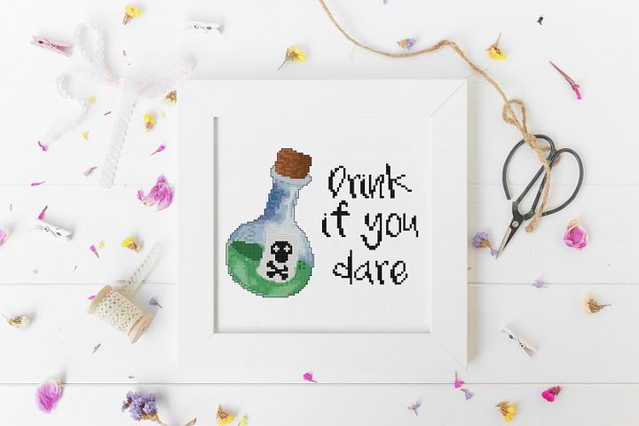 Drink If You Dare - Digital Cross Stitch Pattern product image (2)