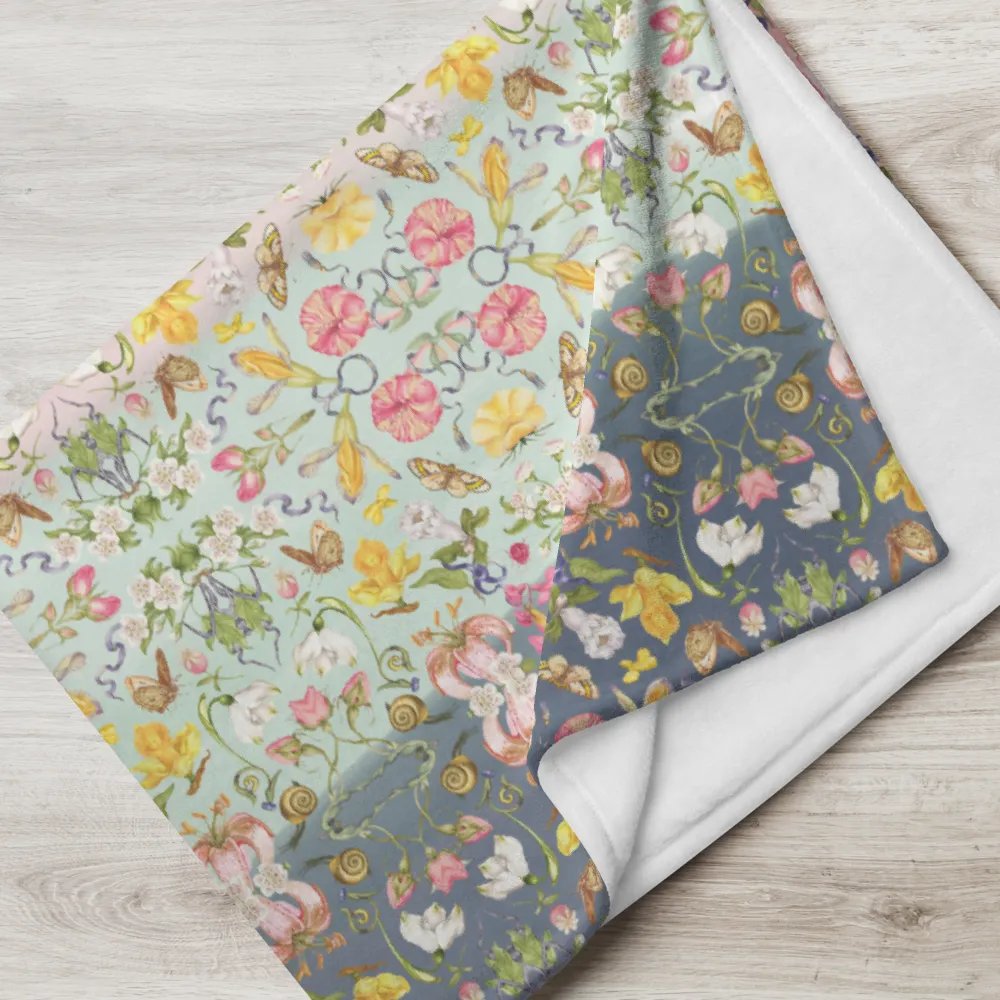 Exotic Blooming Floral Butterfly Pink/Mint Stripe Throw Blanket product image (6)