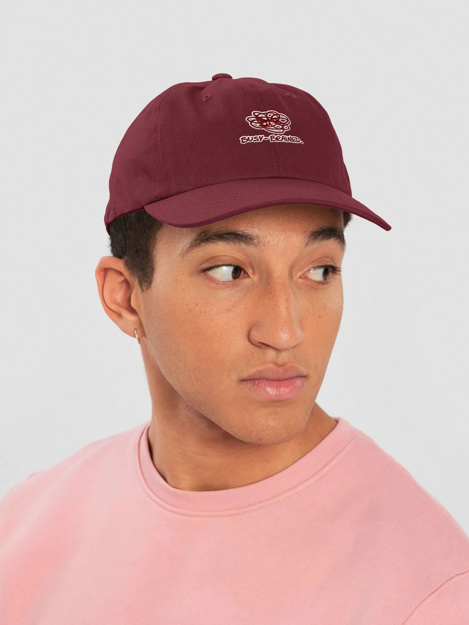 BUSY-BRAINED (maroon + white lined design) classic dad hat product image (14)