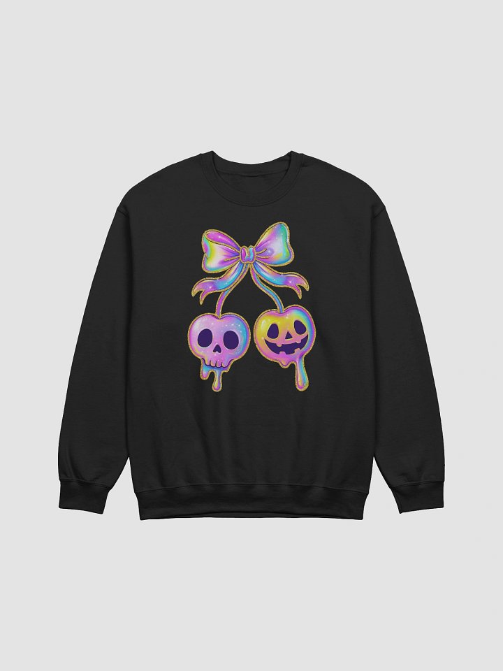Iridescent Dripping Halloween Cute Skull and Cherry Long Sleeve Unisex Sweatshirt product image (3)