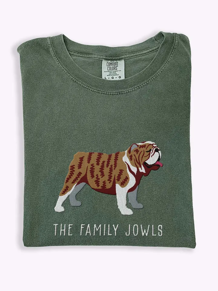 The Family Jowls T-Shirt(Embroidered) of an English Bulldog(Brindle) product image (1)