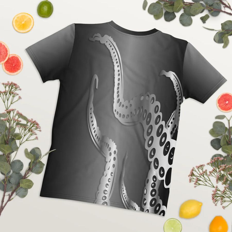 Octopus Tentacles Silver All Over Print T-shirt product image (9)