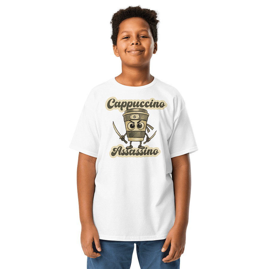 Cappuccino Assassino – Cute but Caffeinated Chaos Tee for Kids product image (1)