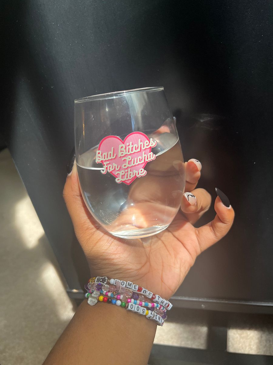 Bad Bitches For Lucha Libre Wine Glass product image (2)